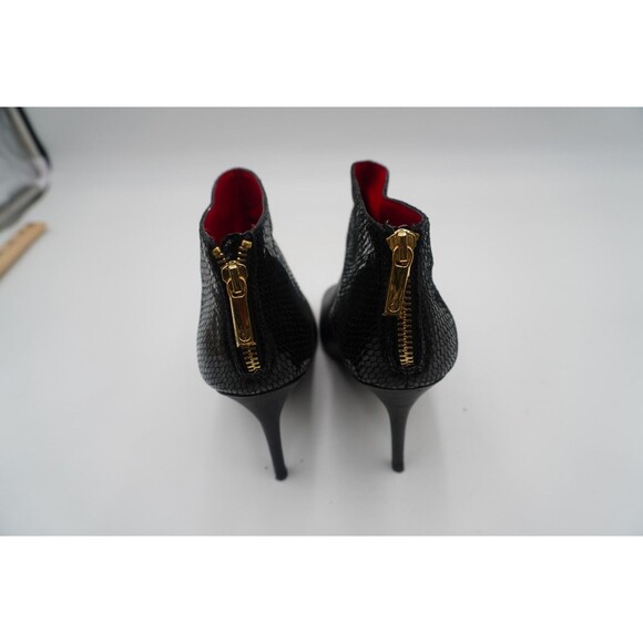 Charles Jourdan Black Snakeskin Back Zipper Peep Toe Stiletto Ankle Boot Sz 8.5 - Picture 9 of 12